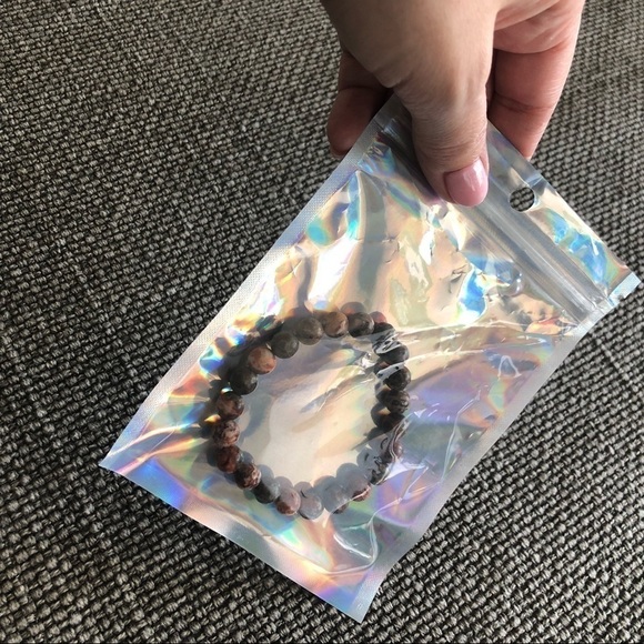 Handmade Leopard Jasper natural stone stretch bracelet, size S/M - Picture 4 of 4